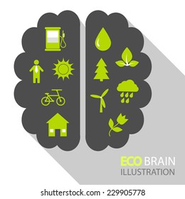 Nature infographic. Eco brain Illustration for your flat design. Vector