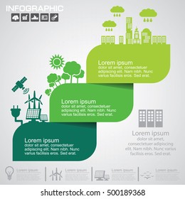 Plantilla de diseño de infografías de naturaleza con 5 opciones, diagrama de procesos