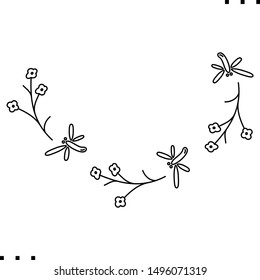 Nature: Insects and flowers delicate design in outline style