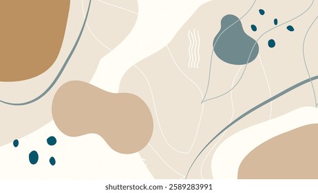 Nature inspired abstract design for Backgrounds, Hairdressing, grooming, stationery, fabric prints and contemporary interior decoration with flowing lines and minimal textures. Stylish and elegant.