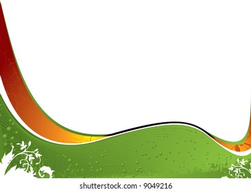 Nature inspired background with flowing lines in green and orange