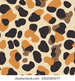 nature inspired camouflage panther pattern of yellow, brown and amber spots