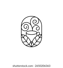 Nature Inspired Coffee Bean Line Art Logo Concept