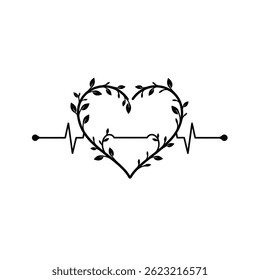 Nature Inspired Heart Rate Line Graphic Vector Design Illustration