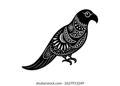 nature inspired parrot with paisley leaf motifs