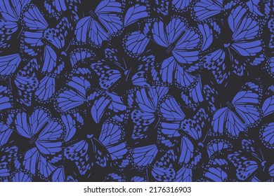 Nature inspired seamless pattern. Abstract fashion print with butterflies for fabric, wallpaper, package, gift paper. Vector animalistic background