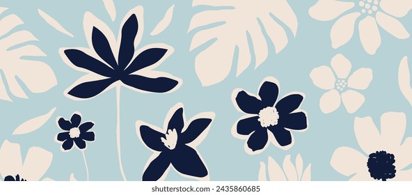 Nature inspired shapes-doodle collection. Cute botanical shapes, random childish doodle cutouts of tropical leaves, flowers and branches, decorative abstract art vector illustration