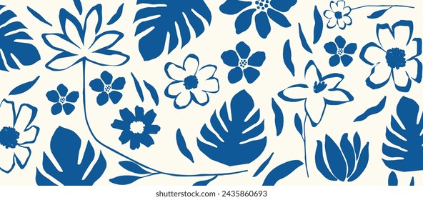 Nature inspired shapes-doodle collection. Cute botanical shapes, random childish doodle cutouts of tropical leaves, flowers and branches, decorative abstract art vector illustration