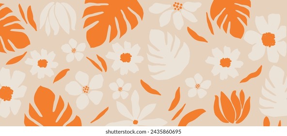  Nature inspired shapes-doodle collection. Cute botanical shapes, random childish doodle cutouts of tropical leaves, flowers and branches, decorative abstract art vector illustration