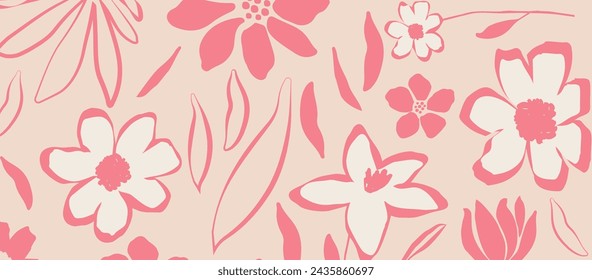 Nature inspired shapes-doodle collection. Cute botanical shapes, random childish doodle cutouts of tropical leaves, flowers and branches, decorative abstract art vector illustration