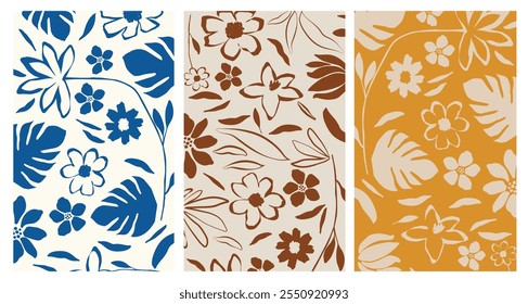 Nature inspired shapes-doodle collection. Cute botanical shapes, random childish doodle cutouts of tropical leaves, flowers and branches, decorative abstract art vector illustration