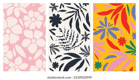 Nature inspired shapes-doodle collection. Cute botanical shapes, random childish doodle cutouts of tropical leaves, flowers and branches, decorative abstract art vector illustration