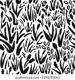 Nature inspired Silhouette shapes-doodle collection. Cute botanical shapes, doodle cutouts of tropical leaves, flowers and branches, decorative abstract art vector illustration