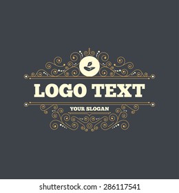 Nature insurance sign icon. Hand holds leaf symbol. Environmental protection symbol. Flourishes calligraphic ornament. Vector
