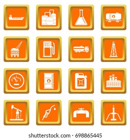 Nature items icons set in orange color isolated vector illustration for web and any design