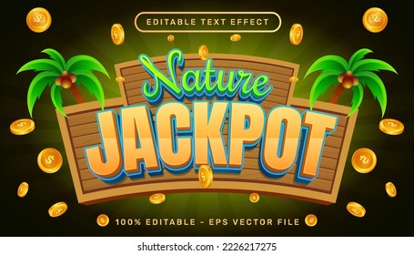 nature jackpot 3d text effect and editable text effect with coconut tree