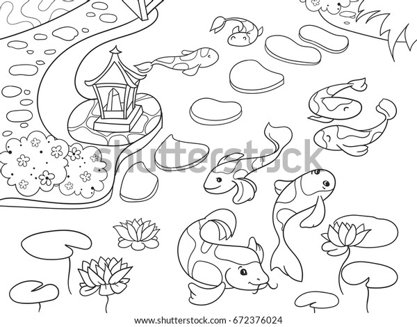 Download Nature Japan Coloring Book Children Cartoon Stock Vector Royalty Free 672376024