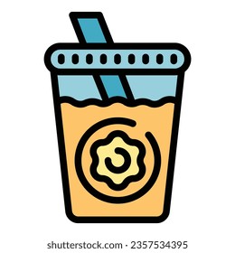 Nature juice icon outline vector. Food glass. Farm organic color flat