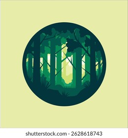 Selva natural do vetor de ilustração. cor plana e simples para logotipo, t-shirt, cartaz