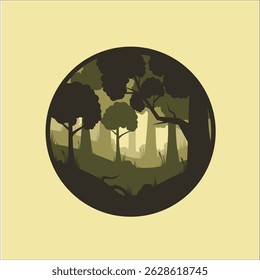 Selva natural do vetor de ilustração. cor plana e simples para logotipo, t-shirt, cartaz