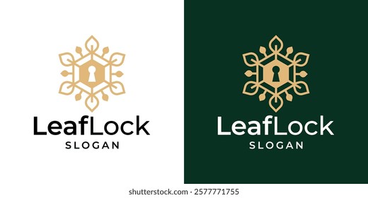 Nature key or leaf vector logo. Nature leaf ornament design