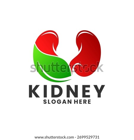 Nature kidney with leaf logo design vector template. Healthy kidney logo design
