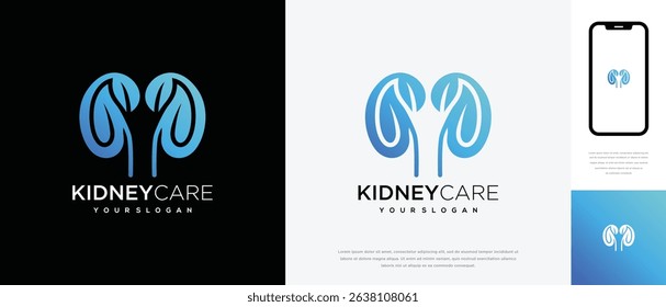 Nature kidney logo design. Kidney internal organ logo design vector icon made with lines and leaves	
