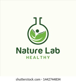 nature lab leaf health premium logo illustration vector icon