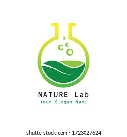 Nature Lab Logo Design Concept Vector. Creative Lab with leaf Logo Template