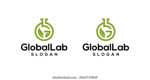 Nature Lab Logo Design Vector. Creative Lab Logo Template with leaf and letter G