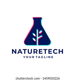 Nature lab overlapping logo and icon design vector.