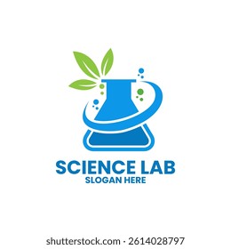 Nature Lab Science logo design vector template. Leaf with glass lab logo design icon 