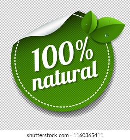 Nature Label Isolated Transparent Background With Gradient Mesh, Vector Illustration