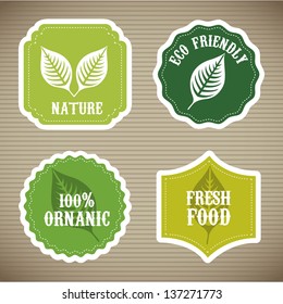 nature labels over brown background. vector illustration