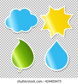 Nature Labels Set, Isolated on Transparent Background, With Gradient Mesh, Vector Illustration