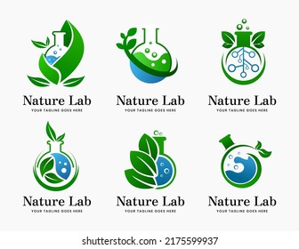 Nature laboratory logo collection template