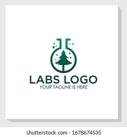 nature labs logo template design vector, nature elements logo template