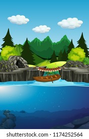 A nature lake background illustration