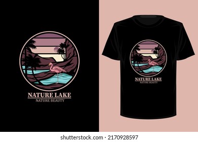 Nature lake retro vintage t shirt design