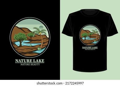 Nature lake retro vintage t shirt design