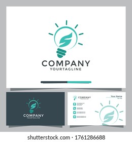 nature lamp logo with business card tamplate