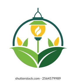 Nature Lamp Logo Design Template - Creative Vector Art.a stunning nature lamp logo design template in vector format. Perfect for eco-friendly, environmental, and creative brand identities.