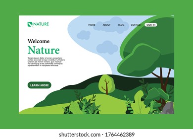 Página de aterrizaje de la naturaleza Diseño plano Vector Naturaleza