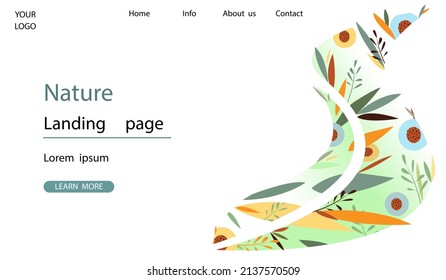 Nature landing page template with abstract leaves.Vector illustration for a website.mobile application,banner.