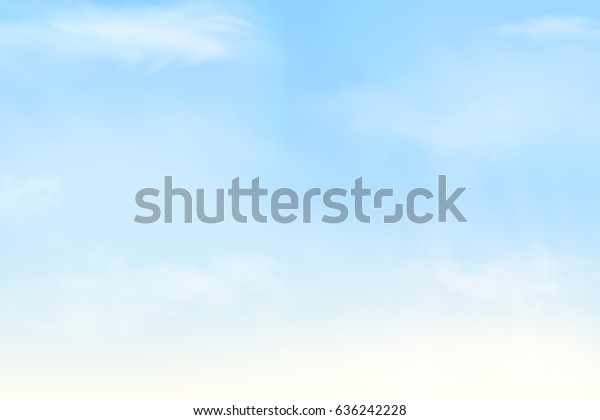 青い空とフワフワの白いリアルな雲のある自然の風景の背景 ベクターイラスト のベクター画像素材 ロイヤリティフリー
