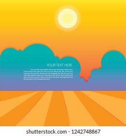 Nature landscape background, cuted flat design with copy space - Vector illustration