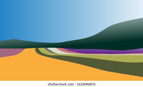 nature landscape background, cuted flat design