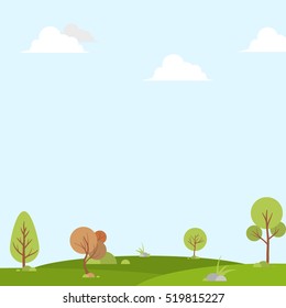 nature landscape background, cuted flat design, vector illustration