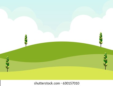 nature landscape background, cuted flat design