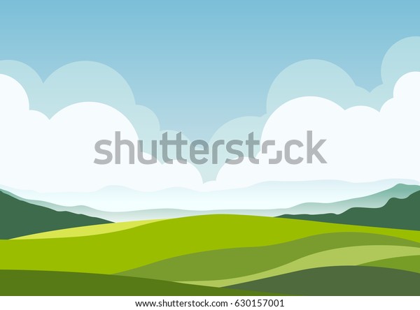 Nature Landscape Background Cuted Flat Design Stock Vector (Royalty ...